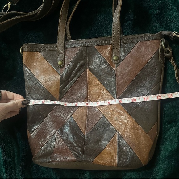 Brown Patchwork Leather Tote Bag - Picture 7 of 13